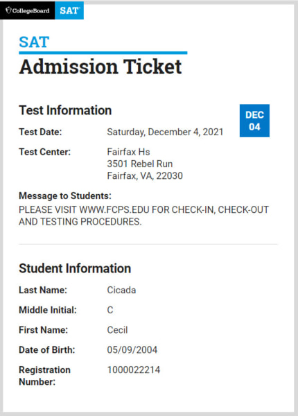 Sat Admission Ticket Va Ky Thi Sat